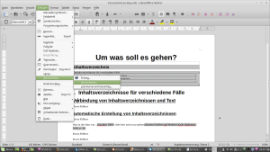LibreOffice 4.2 mit Verzeichnismenü